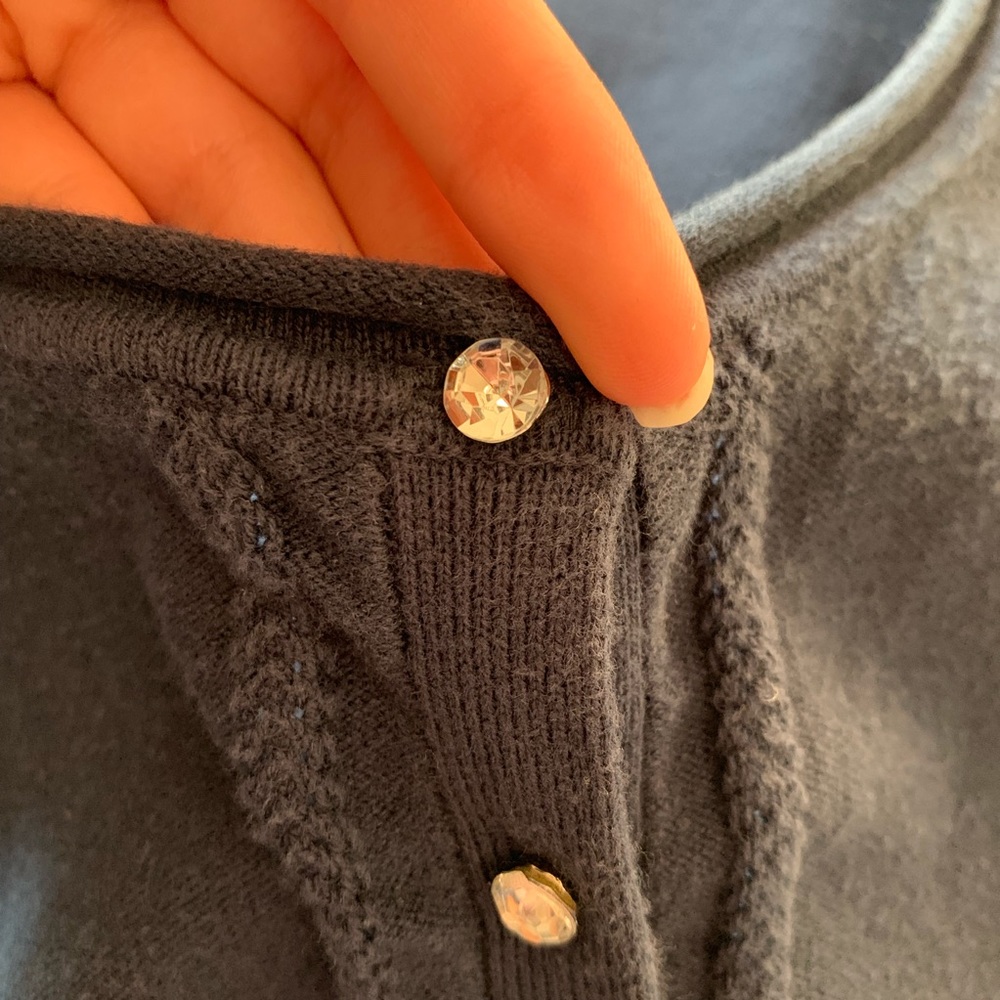Guess Navy Rhinestone Button Cardigan - Picture 13 of 13